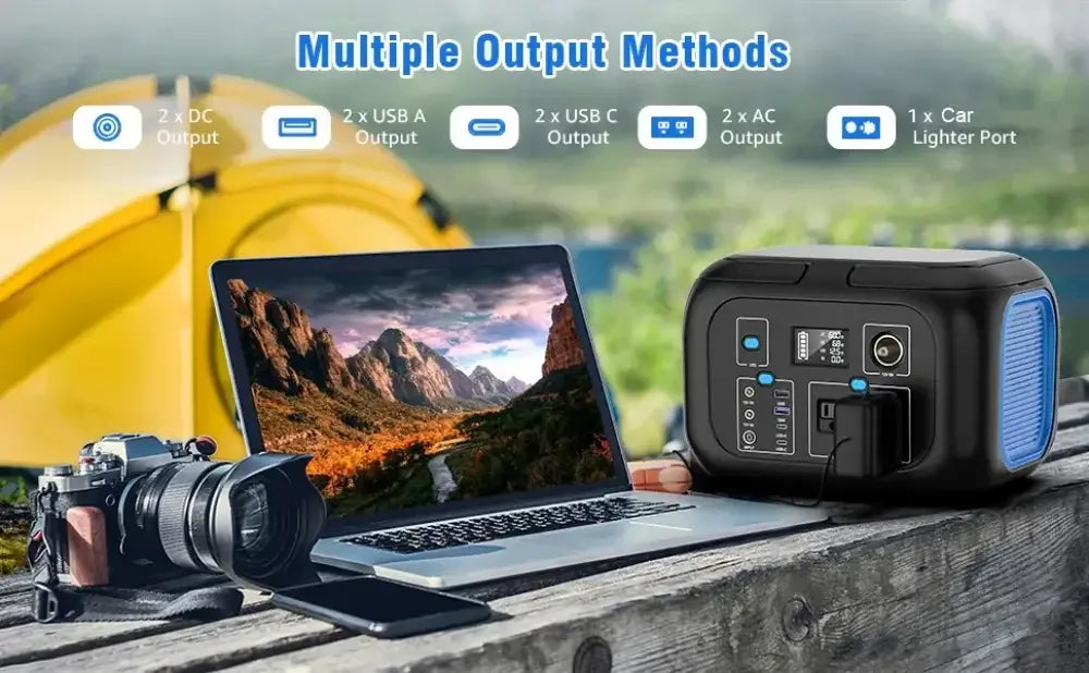 200W Portable Power Station 155Wh Solar Generator with 110V AC Outlets & Power Bank for Camping - Ninjanew