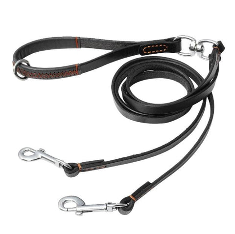 2 Way Leather Double Dog Leash