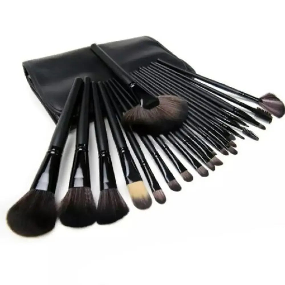 24 Piece Premium Wood Makeup Brush Set with Free Case - Ninjanew