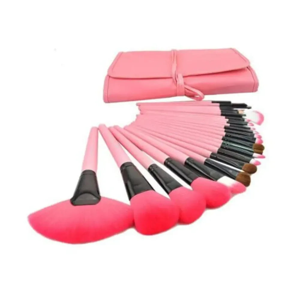 24 Piece Premium Wood Makeup Brush Set with Free Case - Ninjanew
