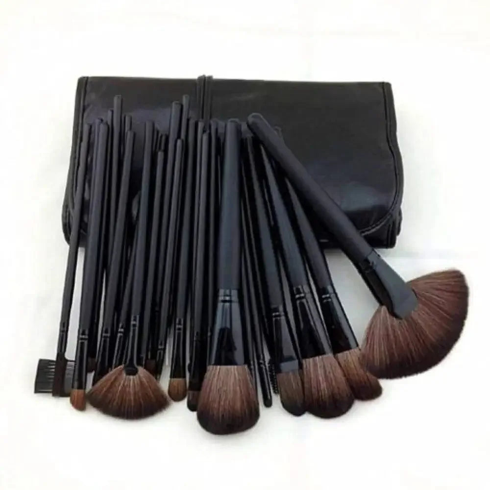 24 Piece Premium Wood Makeup Brush Set with Free Case - Ninjanew