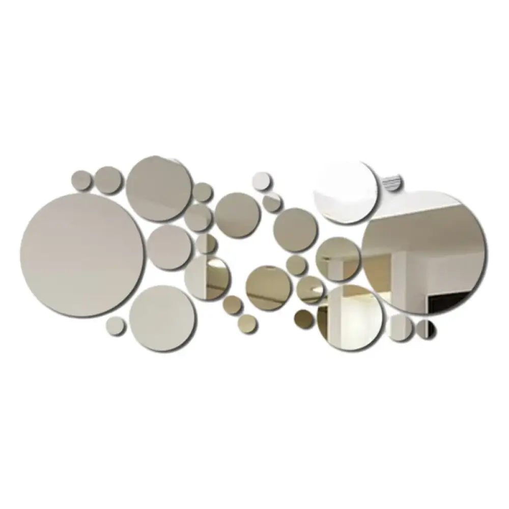 26-Piece 3D Acrylic Mirror Wall Stickers Round DIY Mirror Decor for Home