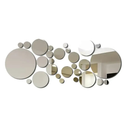 26-Piece 3D Acrylic Mirror Wall Stickers Round DIY Mirror Decor for Home - Ninjanew