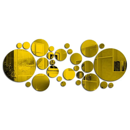 26-Piece 3D Acrylic Mirror Wall Stickers Round DIY Mirror Decor for Home - Ninjanew
