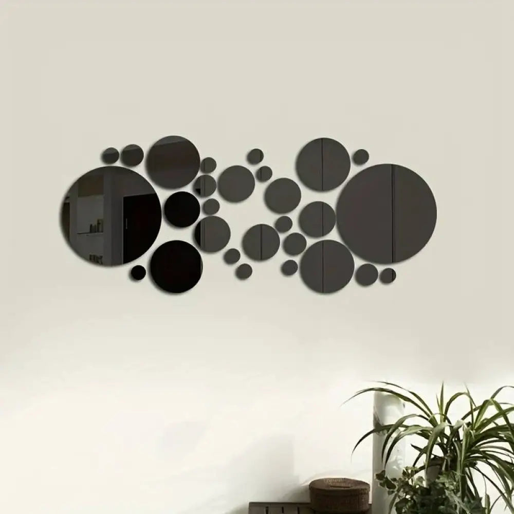 26-Piece 3D Acrylic Mirror Wall Stickers Round DIY Mirror Decor for Home