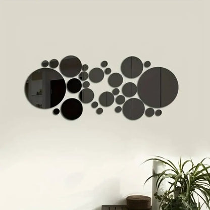 26-Piece 3D Acrylic Mirror Wall Stickers Round DIY Mirror Decor for Home - Ninjanew