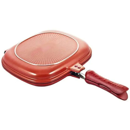 28cm Double Side Grill Fry Pan Cookware Stainless Steel - Ninjanew