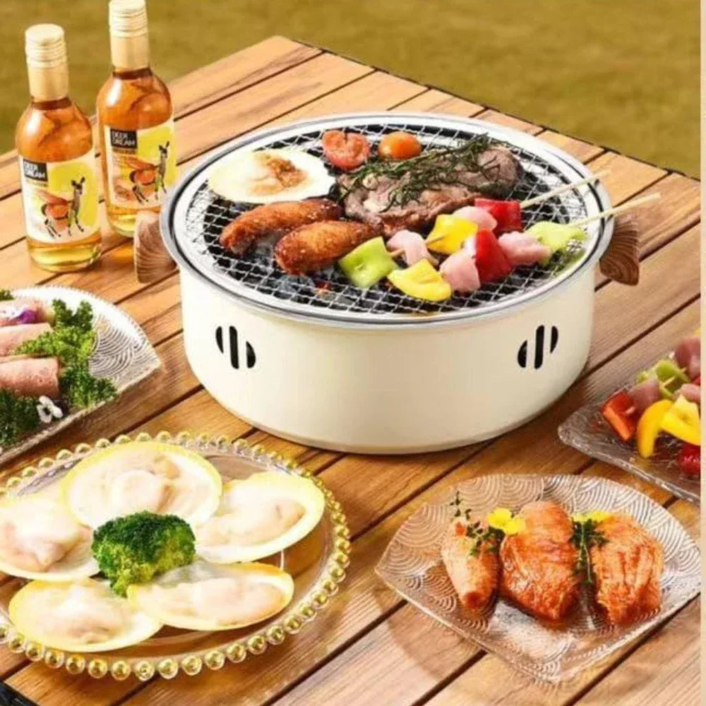 28cm Korean Charcoal BBQ Grill Stainless Steel Portable Camping Tea Stove - Ninjanew
