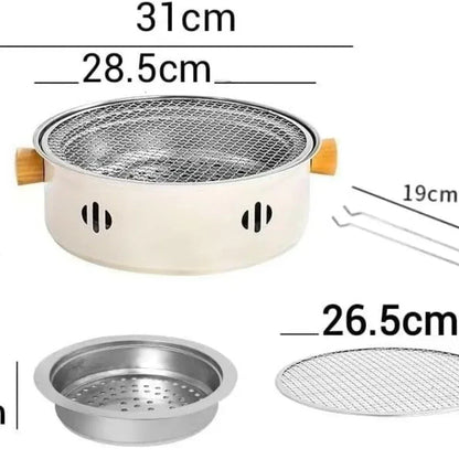 28cm Korean Charcoal BBQ Grill Stainless Steel Portable Camping Tea Stove - Ninjanew