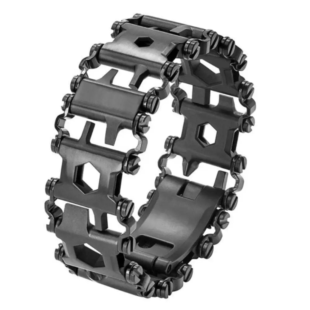 Black stainless steel multi tool bracelet with 29-in-1 tools