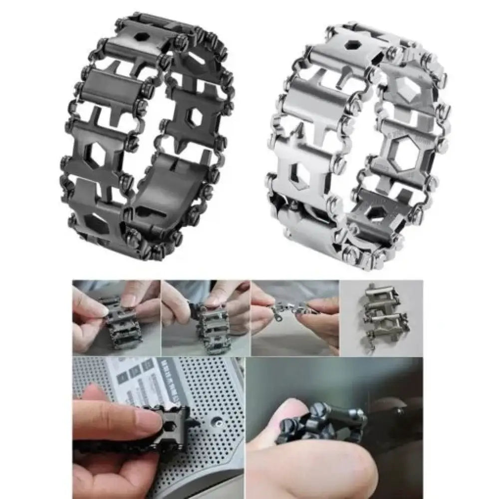 Stainless steel best multi tool bracelet with skull chain