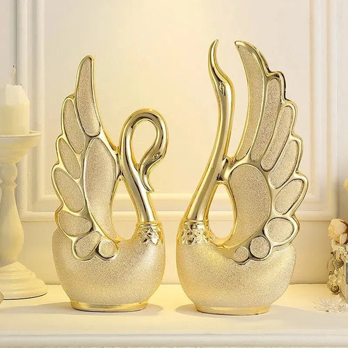 2PC Gold-Toned Lover Sculptures