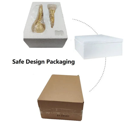 2PC Gold-Toned Lover Sculptures with Swan Figurine Candle Holders