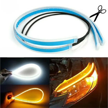 2x Sequential Switchback LED Strip Lights (30cm-60cm) | Flexible DRL Daytime Running Light & Amber Turn Signal - Ninjanew