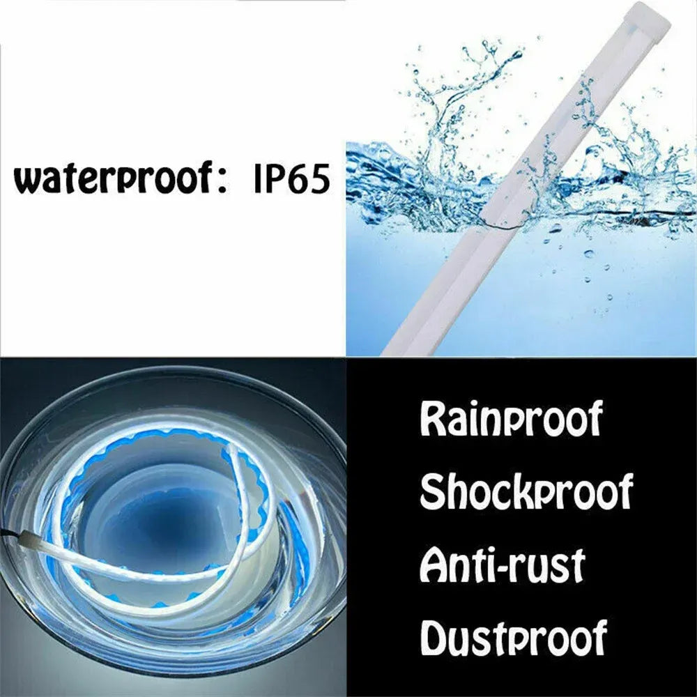 Water-resistant IP65 blue LED strip with sequential switchback turn signal and daytime running light