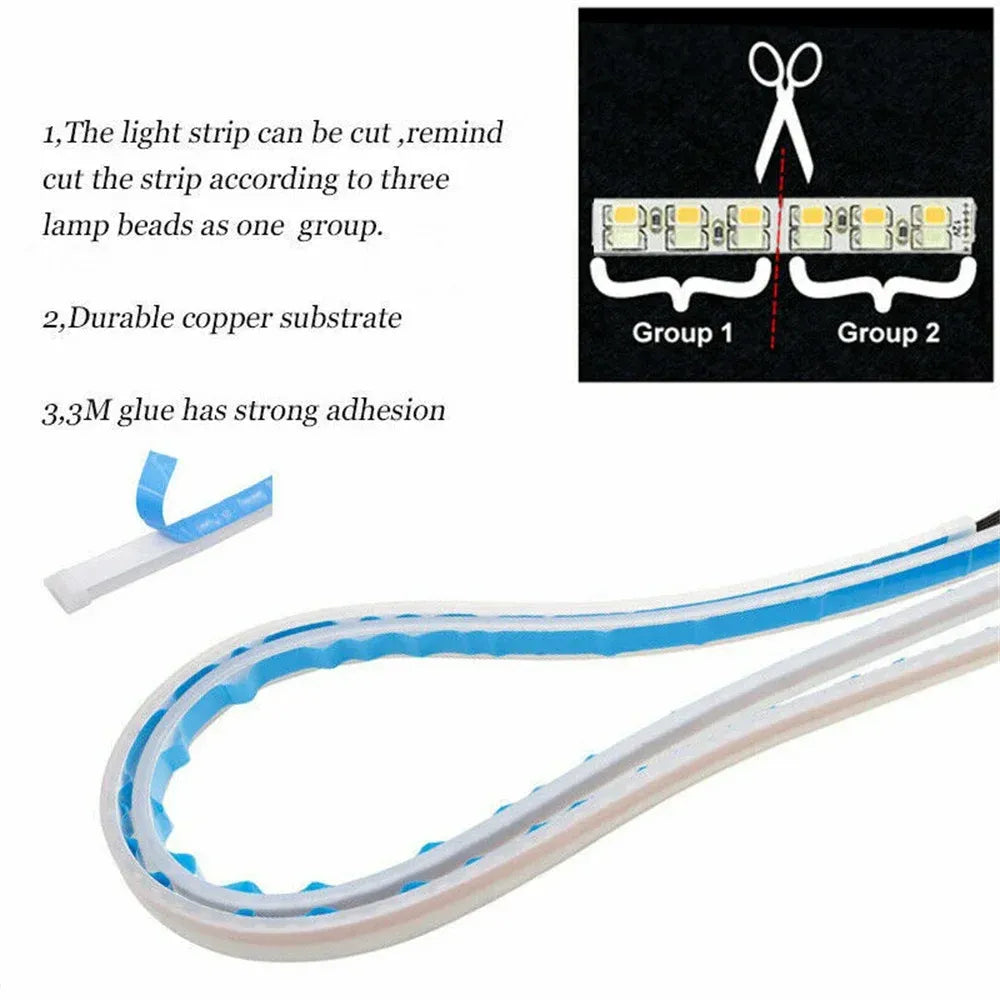 3M adhesive LED strip light with copper substrate, blue tape, daytime running turn signal