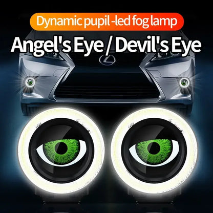 3.5-Inch Devil Eyes LED Car Headlight Lens | Dynamic RGB Halo Ring with 32/82 Modes & App Control - Ninjanew