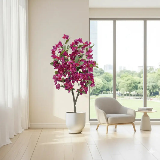 3.94FT Artificial Bougainvillea Tree | Rose Red Faux Tree for Studio, Home & Patio Decor