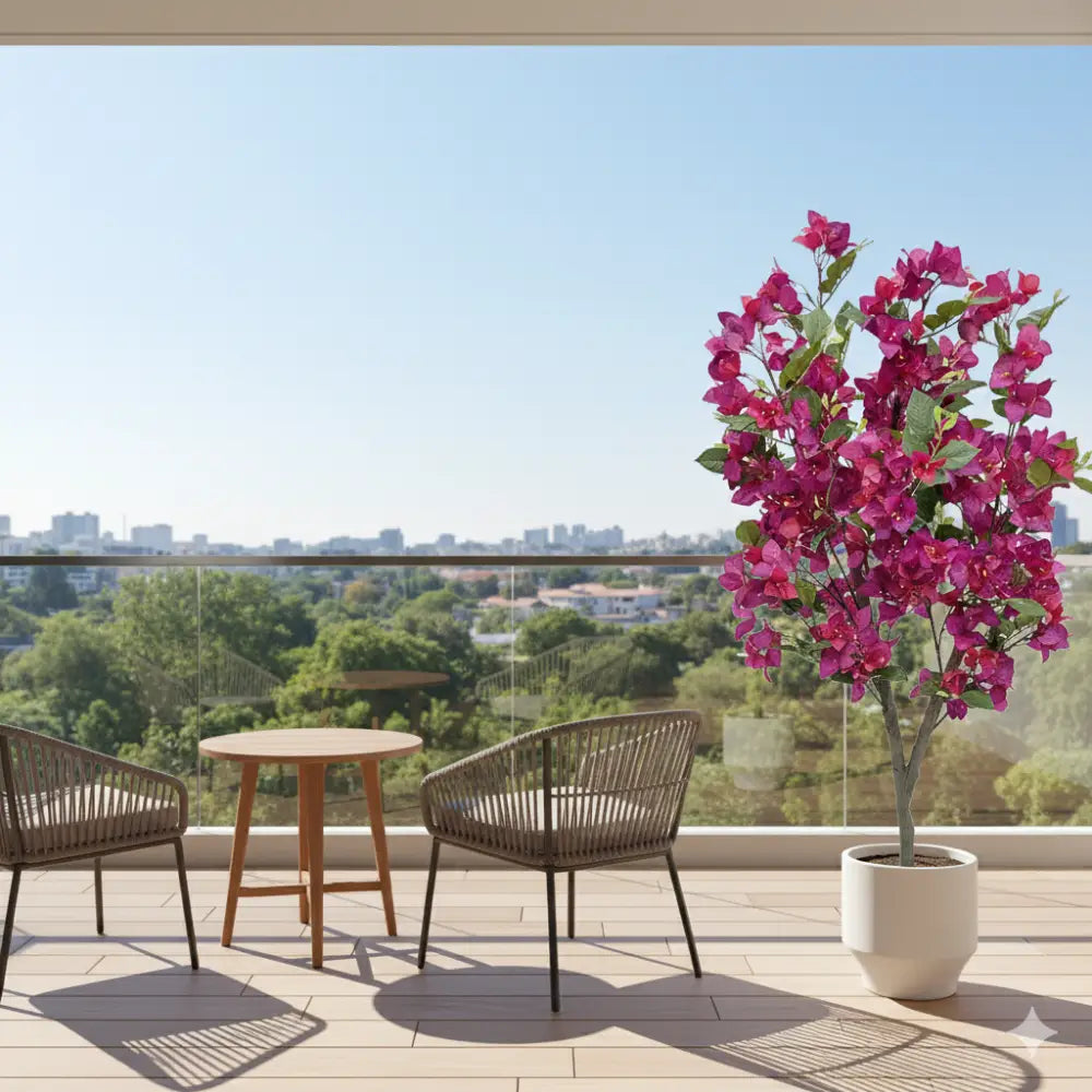 3.94FT Artificial Bougainvillea Tree | Rose Red Faux Tree for Studio, Home & Patio Decor