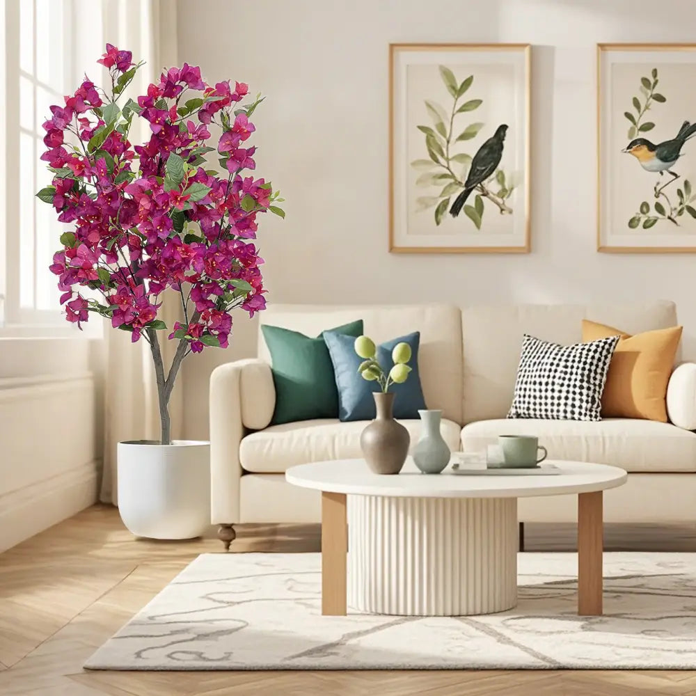 3.94FT Artificial Bougainvillea Tree | Rose Red Faux Tree for Studio, Home & Patio Decor