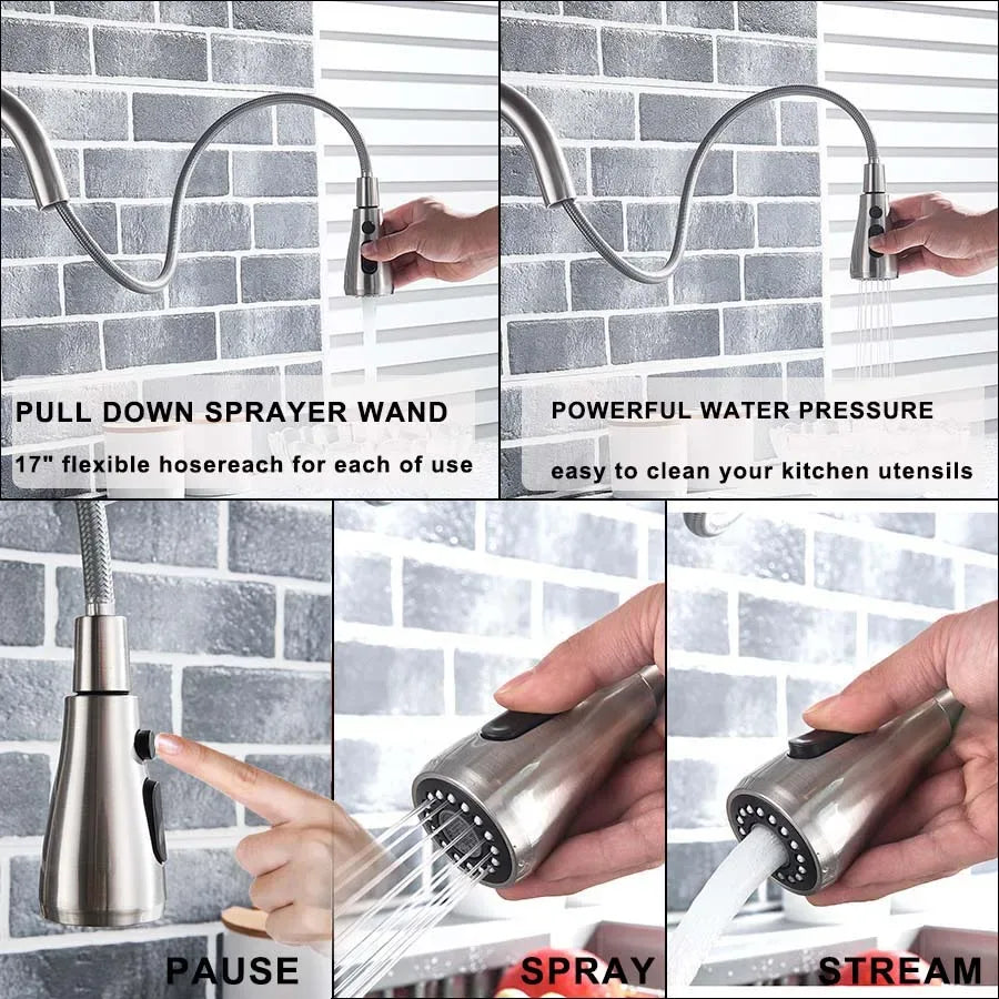 3-Way Filter Kitchen Faucet 360° Rotating Black Water Purifier Mixer Tap - Ninjanew