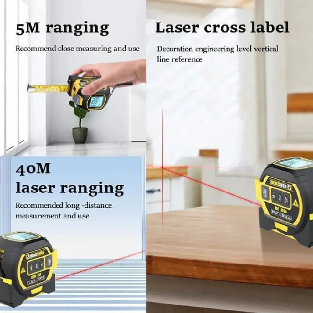 3 In 1 Digital Laser Tape High Precision Rangefinder Measuring Tool - Ninjanew