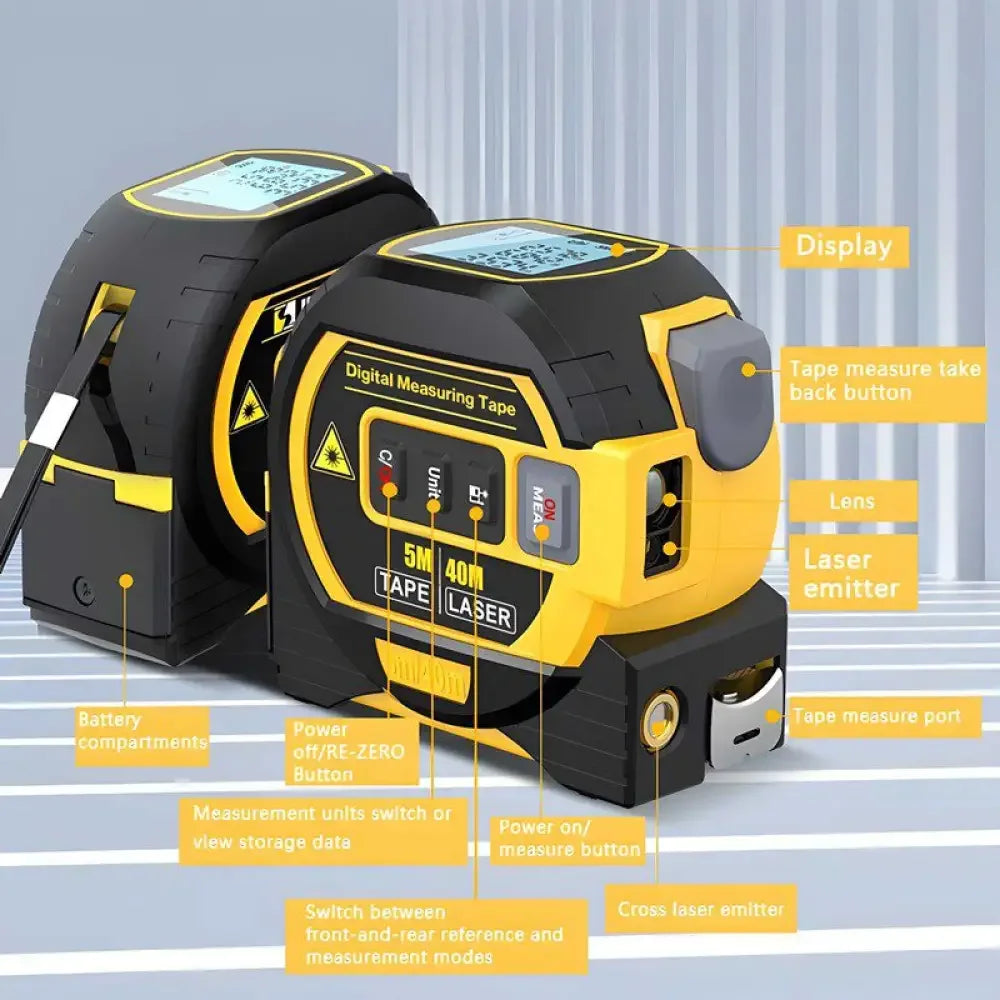 3 In 1 Digital Laser Tape High Precision Rangefinder Measuring Tool - Ninjanew