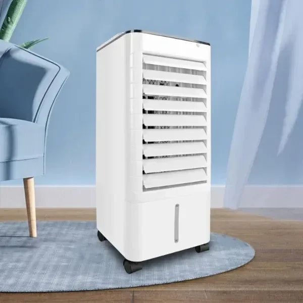White and black 3-in-1 portable evaporative air cooler with wheels