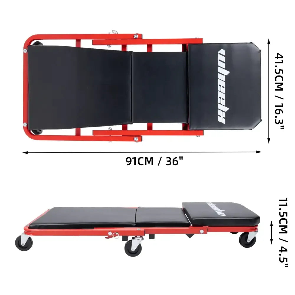 3-in-1 Rolling Mechanic Creeper Z Seat, Foldable Garage Chair with 340 lbs Capacity & Smooth Casters - Ninjanew