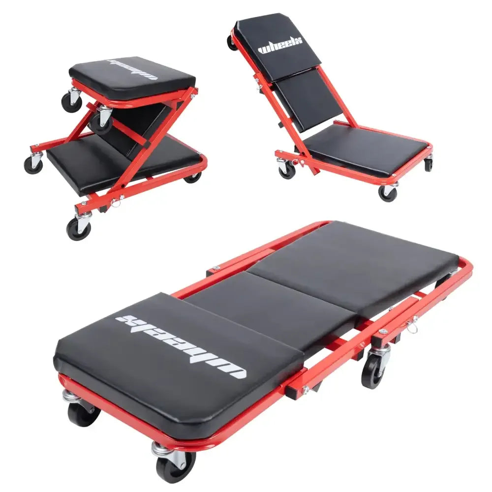 3-in-1 Rolling Mechanic Creeper Z Seat, Foldable Garage Chair with 340 lbs Capacity & Smooth Casters - Ninjanew