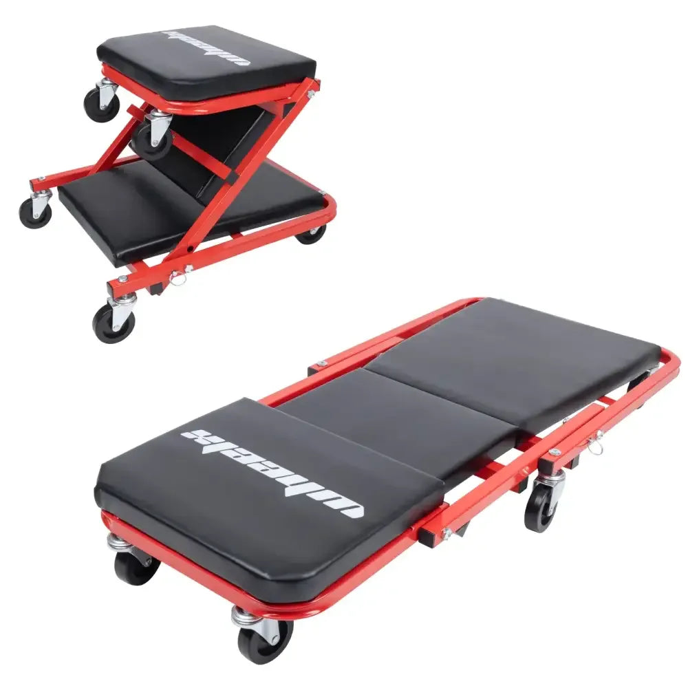 3-in-1 Rolling Mechanic Creeper Z Seat, Foldable Garage Chair with 340 lbs Capacity & Smooth Casters - Ninjanew
