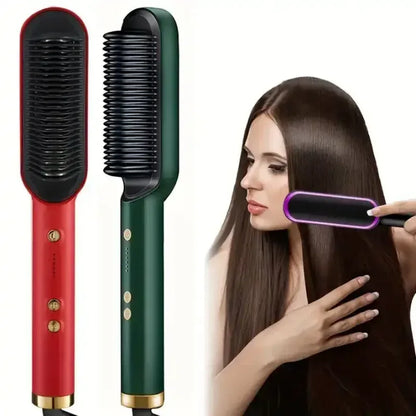 3-in-1 Hair Straightener Brush PTC Ceramic Flat Iron & Curling Comb - Ninjanew