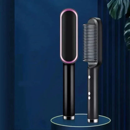 3-in-1 Hair Straightener Brush PTC Ceramic Flat Iron & Curling Comb - Ninjanew
