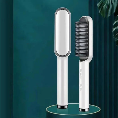 3-in-1 Hair Straightener Brush PTC Ceramic Flat Iron & Curling Comb - Ninjanew