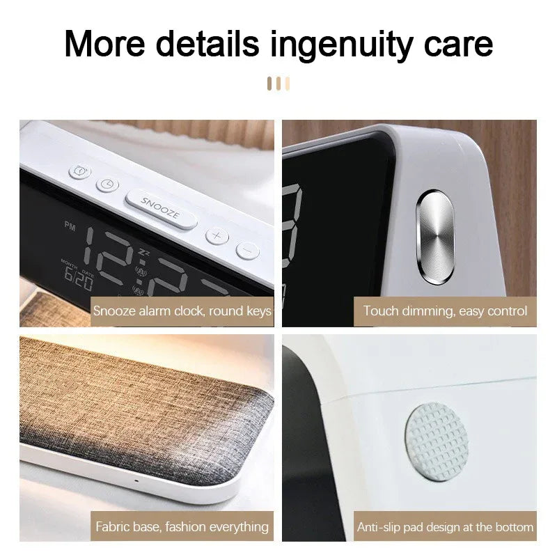 3-in-1 Smart Bedside Lamp Wireless Charger & Alarm Clock Night Light - Ninjanew