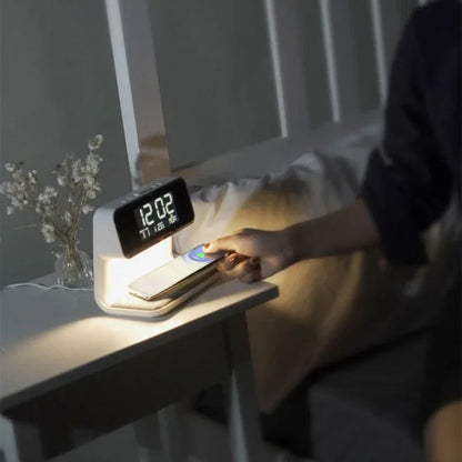 3-in-1 Smart Bedside Lamp Wireless Charger & Alarm Clock Night Light - Ninjanew