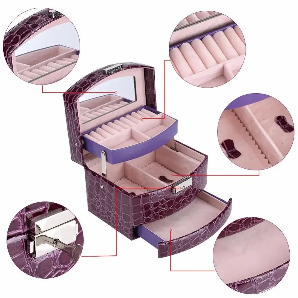 3-Layer Leather Jewelry Box Organizer - Ninjanew