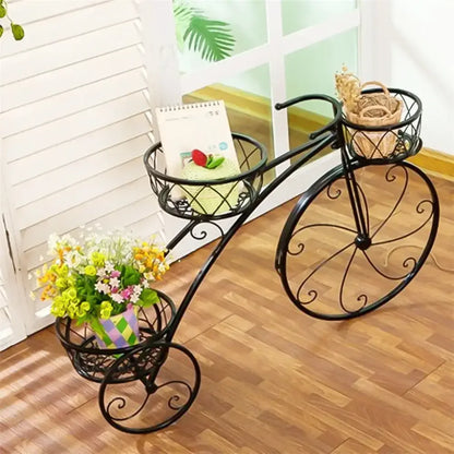 3-Tier Bicycle Plant Stand Wrought Iron Tricycle Planter for Indoor Outdoor - Ninjanew