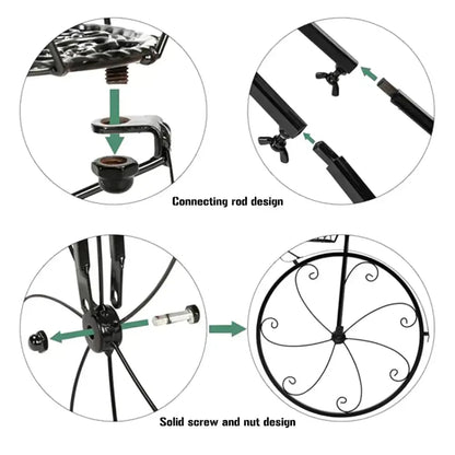 3-Tier Bicycle Plant Stand Wrought Iron Tricycle Planter for Indoor Outdoor - Ninjanew