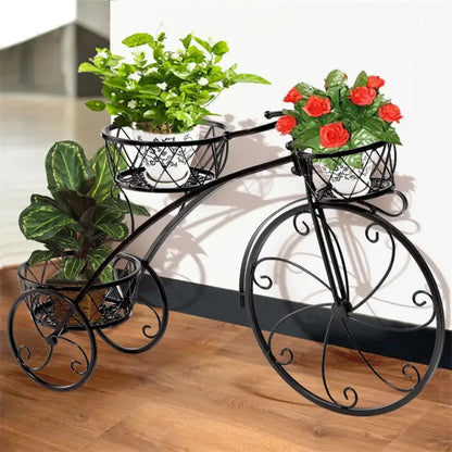 3-Tier Bicycle Plant Stand Wrought Iron Tricycle Planter for Indoor Outdoor - Ninjanew