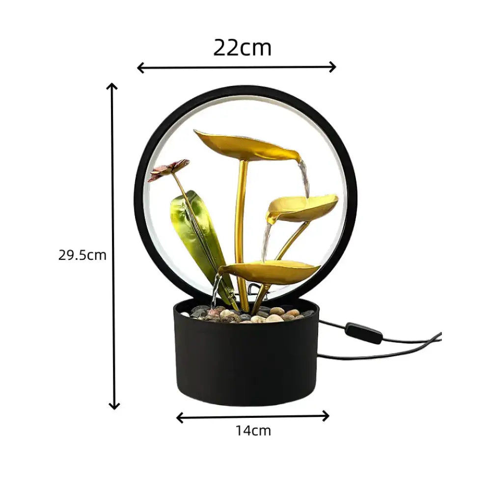 3-Tier Lotus Leaf Metal Water Fountain Creative Zhaocai Indoor Decor USB Powered