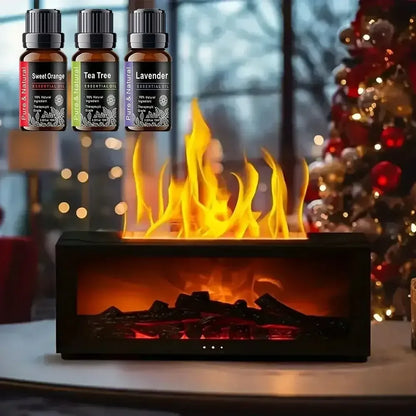 300ml Flame Aroma Diffuser 7-Color LED Humidifier & Essential Oil Set - Ninjanew