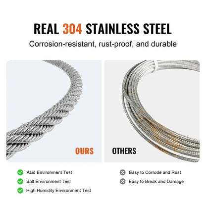 30M Heavy-Duty Steel Wire Rope Kit – 1600 lbs Garden Cable for Balcony Railing, Farm Fence, Tent & Stair Handrail - Ninjanew