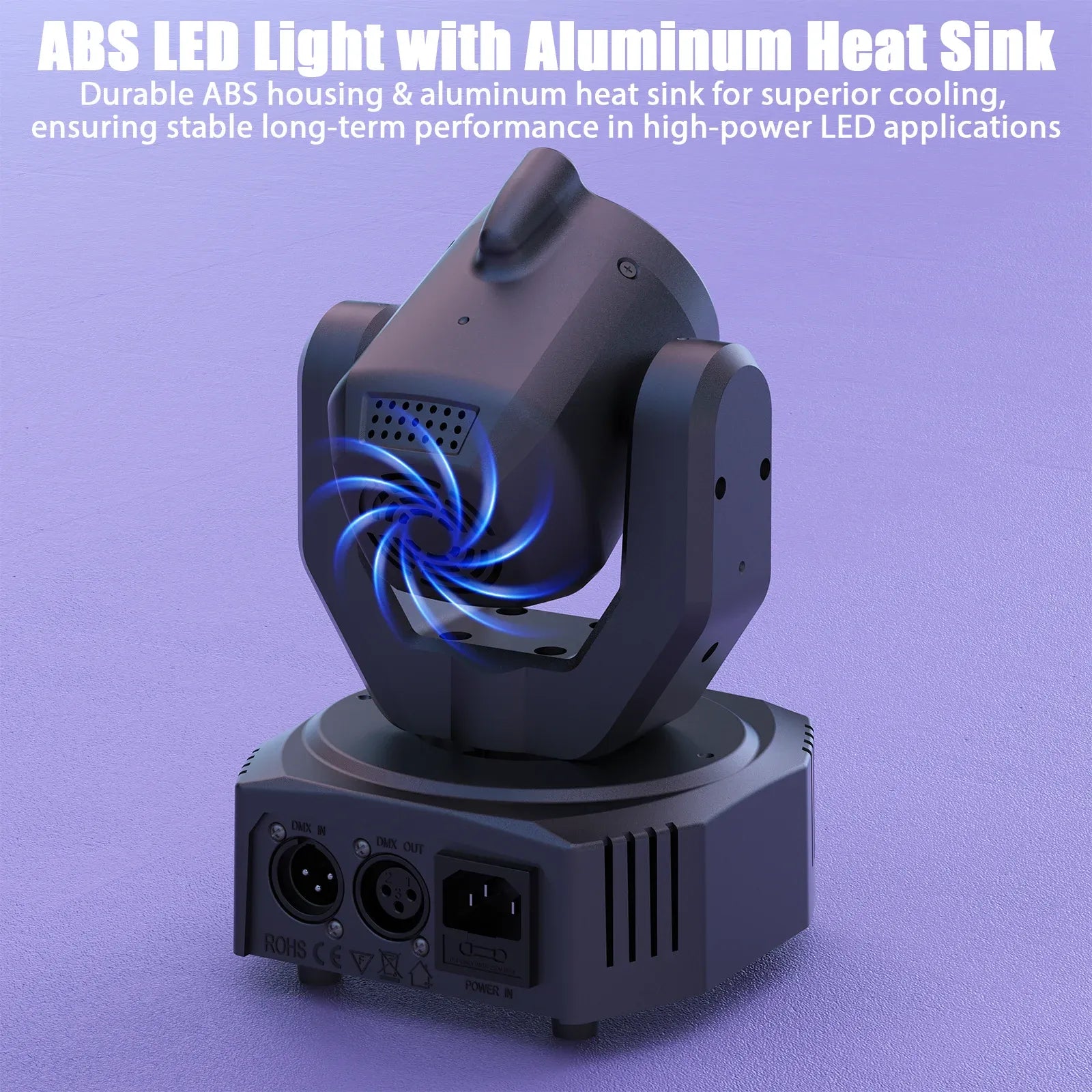 30W RGB moving head light with ABS LED, aluminum heat sink, black gray design