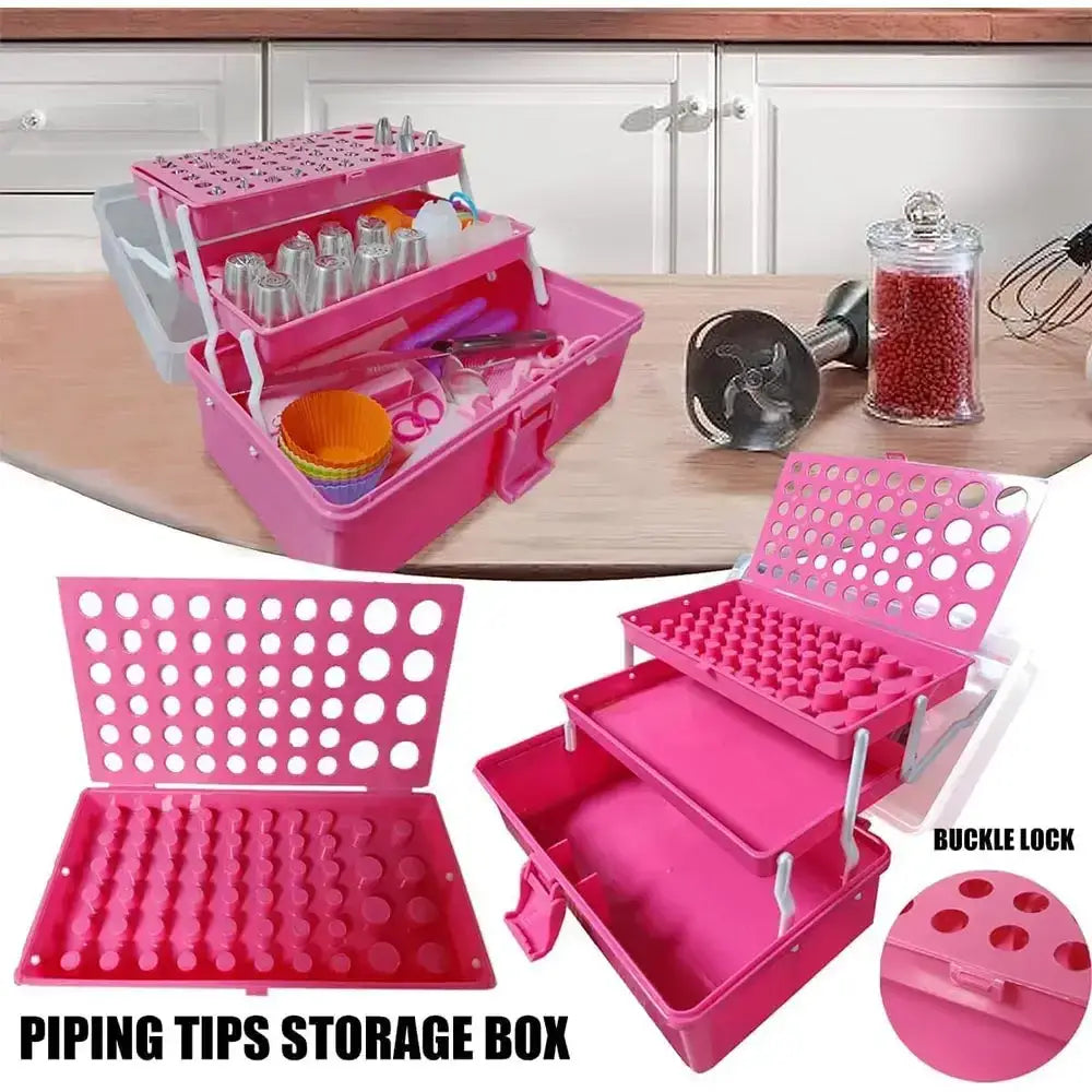 Pink Piping Tips Storage Box in 359-Piece Cake Decorating Set