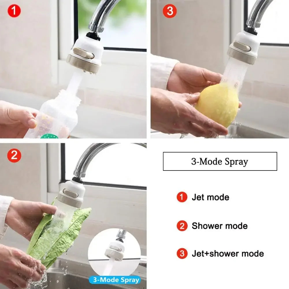 360 Rotating Faucet Extender Flexible Faucet Sprayer Head - 