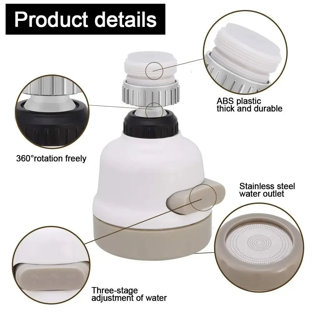 360 Rotating Faucet Extender Flexible Faucet Sprayer Head - 