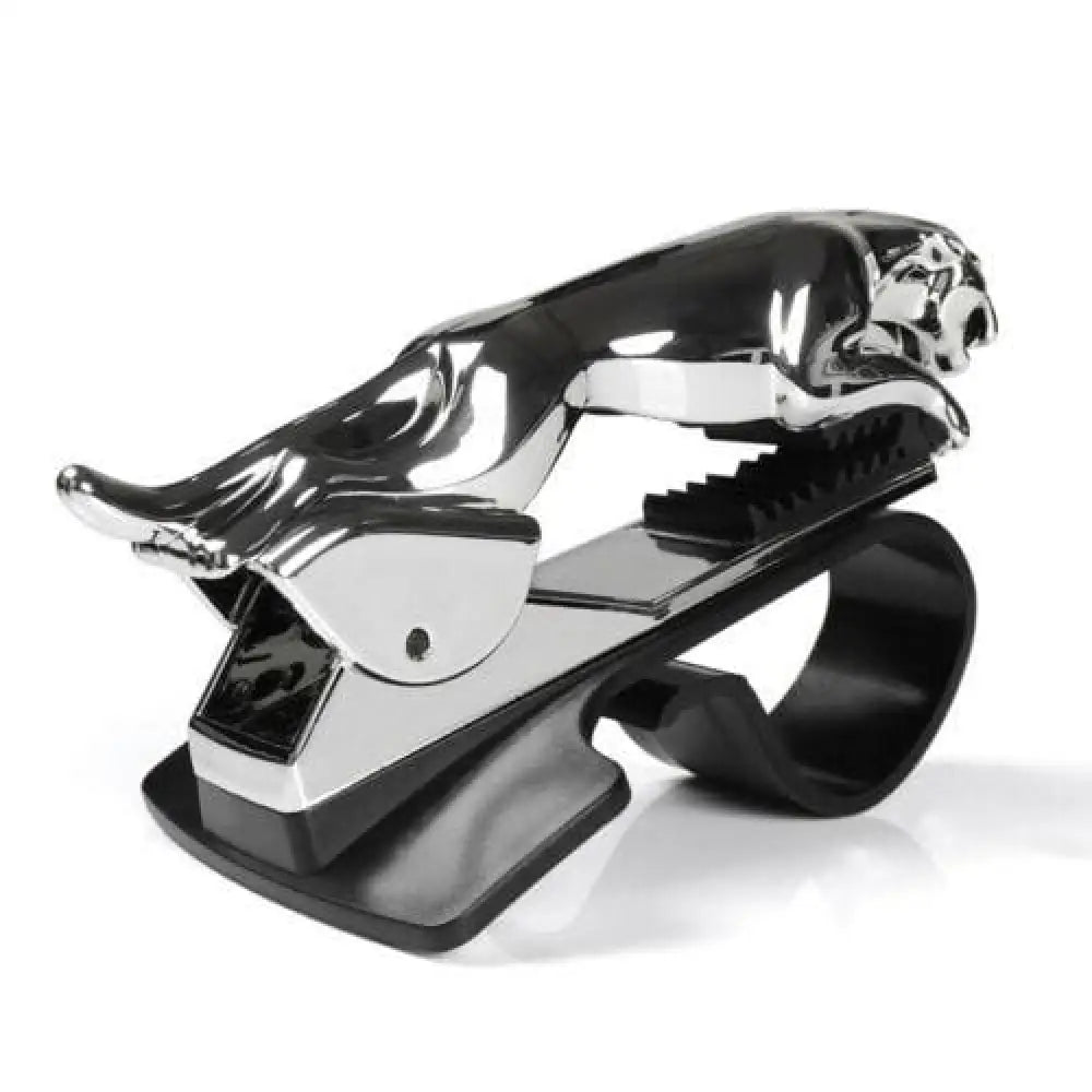 Unique leopard car phone holder with Chrome Jaguar emblem ring