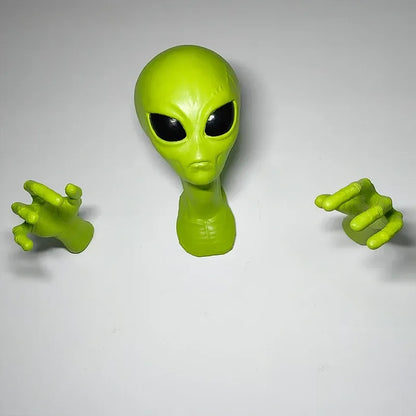 3D Green Alien Wall Sculpture – Extraterrestrial Breakthrough Wall Decor - 