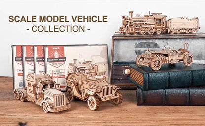 3D Wooden Vehicle Puzzle Kits Prime Steam Express & Grand Prix Car Models - Prime Steam Express